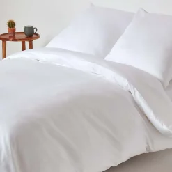 Parure de lit en coton égyptien bio 400 fils blanc, 240x220cm - HOMESCAPES