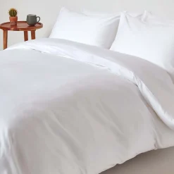 Parure de lit en coton égyptien bio 400 fils blanc, 135x200cm - HOMESCAPES