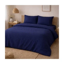 Parure de lit en Gaze de Coton 240x260cm 260x240cm bleu