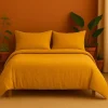 Parure de lit en Gaze de Coton 240x260cm 260x240cm jaune