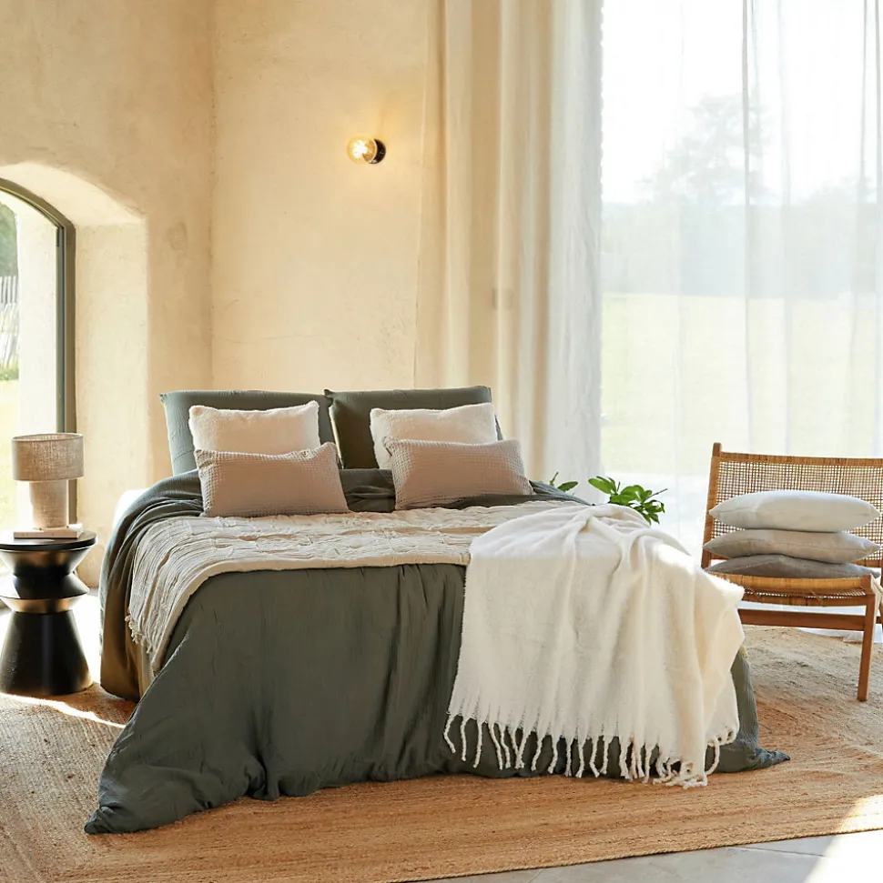 Parure de lit en gaze de coton (240x220 cm - Kaki)