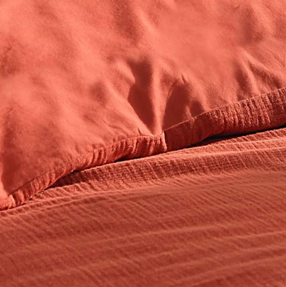 Parure de lit en gaze de coton (260x240 cm - Terracotta)