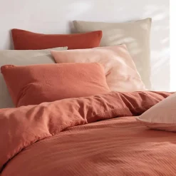 Parure de lit en gaze de coton (260x240 cm - Terracotta)