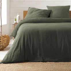 Parure de lit en gaze de coton (260x240 cm - Kaki)