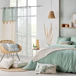 Parure de lit en gaze de coton (260x240 cm - Sauge)