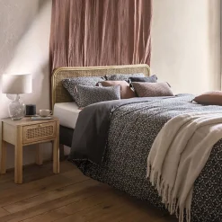 Parure de lit en gaze de coton 240x220cm gris - Atmosphera