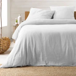 Parure de lit en gaze de coton (240x220 cm - Blanc)