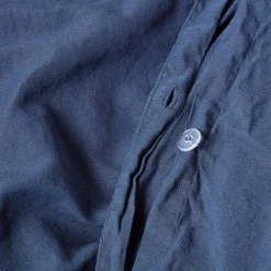 Parure de lit en lin lavé bleu marine, 260x220cm - HOMESCAPES