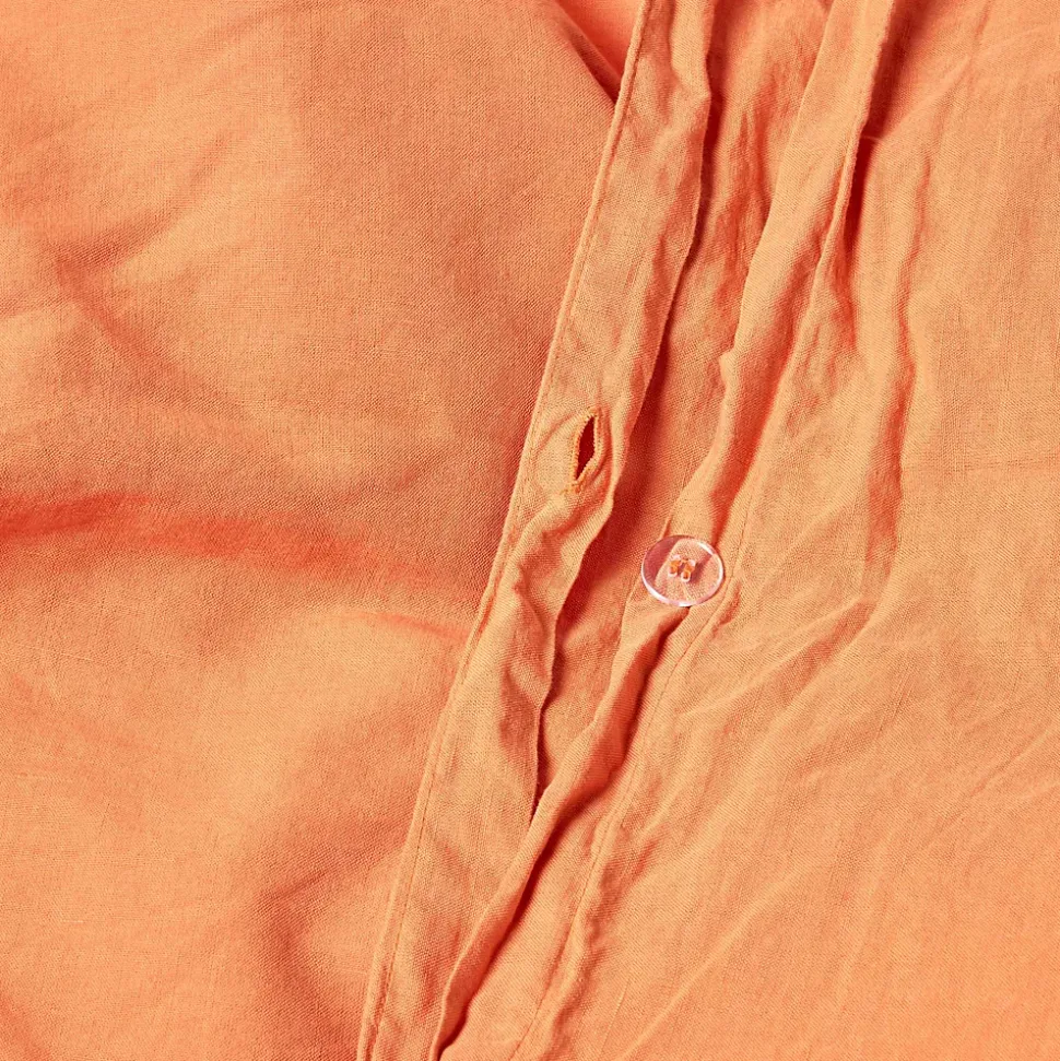 Parure de lit en lin lavé orange, 240x220cm - HOMESCAPES