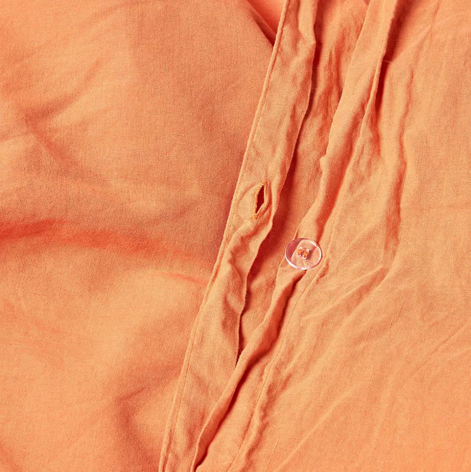 Parure de lit en lin lavé orange, 260x220cm - HOMESCAPES