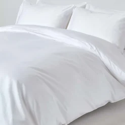 Parure de lit en satin de coton égyptien 1000 fils blanc, 240x220cm - HOMESCAPES