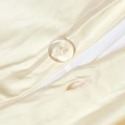 Parure de lit en satin de coton égyptien 1000 fils ivoire, 200x200cm - HOMESCAPES