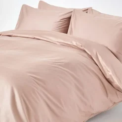 Parure de lit en satin de coton égyptien 1000 fils taupe 240x220 cm - HOMESCAPES