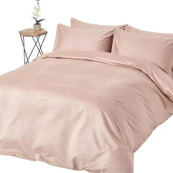 Parure de lit en satin de coton égyptien 1000 fils taupe 240x220 cm - HOMESCAPES