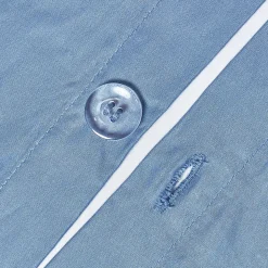 Parure de lit en satin de coton égyptien 1000 fils bleu, 135x200cm - HOMESCAPES