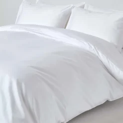 Parure de lit en satin de coton égyptien 1000 fils blanc, 135x200cm - HOMESCAPES