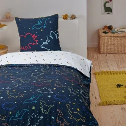 Parure de lit enfant dinosaure réversible 140x200cm