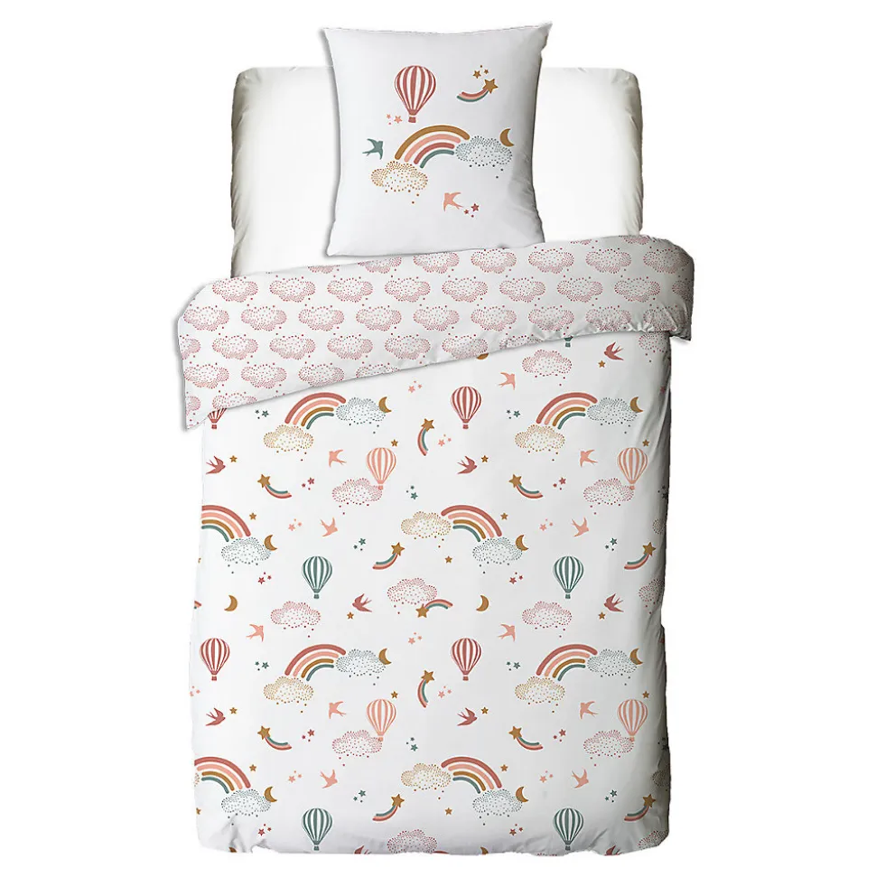 Parure de lit enfant en coton imprimé arc-en-ciel 140x200cm