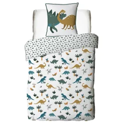Parure de lit enfant en coton imprimé dinosaure 140x200cm