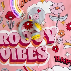 Parure de lit enfant GROOVY VIBES 140x200 cm en microfibre rose 2 pièces
