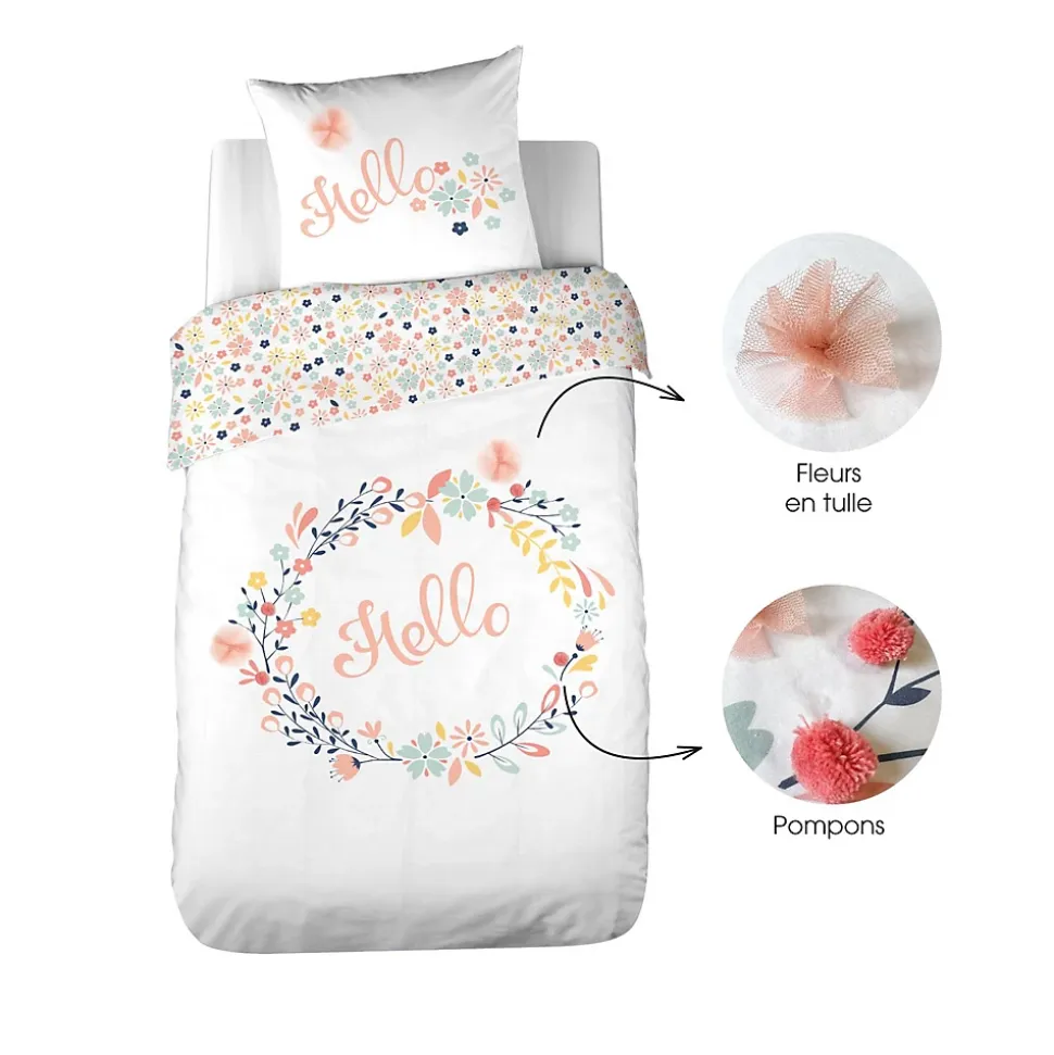 Parure de lit enfant Hello - 100% coton 57 fils/cm²