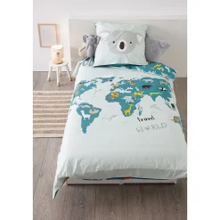 Parure de lit enfant imprimée Carte du Monde