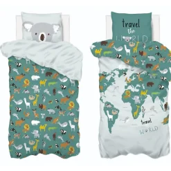 Parure de lit enfant imprimée Carte du Monde