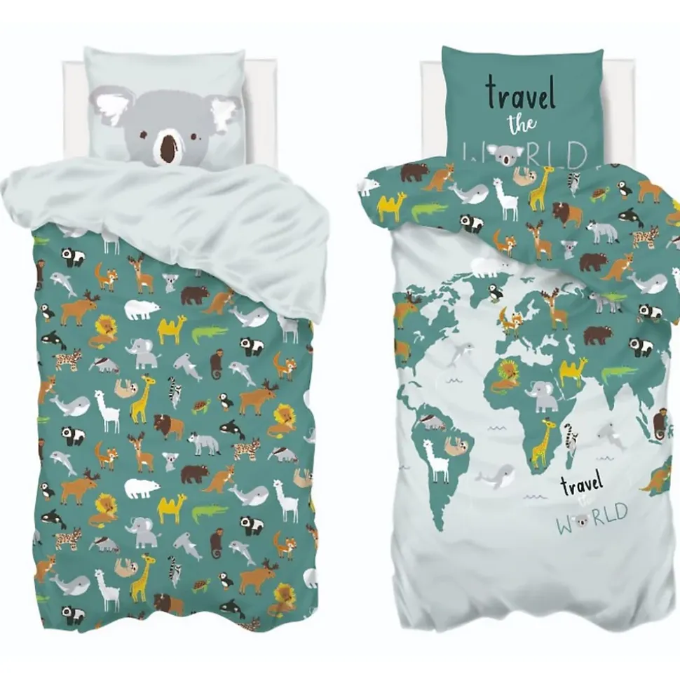 Parure de lit enfant imprimée Carte du Monde