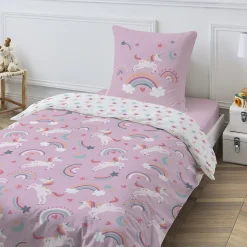 Parure de lit enfant réversible Licorne 140x200cm