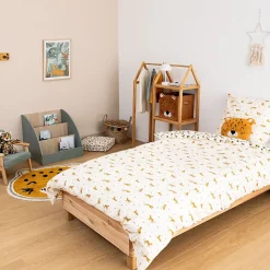 Parure de lit enfant réversible léopard - 100% coton 57 fils/cm²