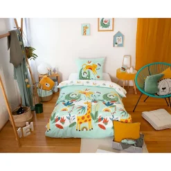 Parure de lit enfant Safari - 100% coton adouci 57 fils