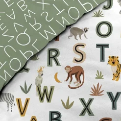 Parure de lit enfant TIGRY 140x200 cm 100% coton 1 taie tête de tigre Réversible alphabet & jungle