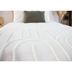 Parure de lit finition tufté - 100% coton lavé 52 fils/cm²