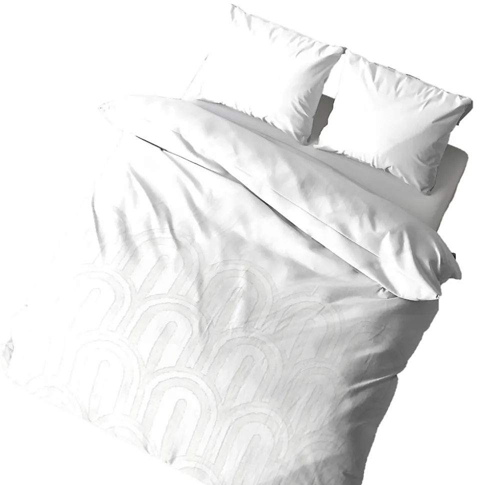 Parure de lit finition tufté - 100% coton lavé 52 fils/cm²