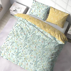 Parure de lit FLORISSANE 240x220 cm 100% polyester microfibre vert 3 pièces