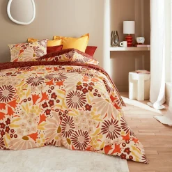 Parure de lit imprimée Daisie marron 240x220cm - Atmosphera