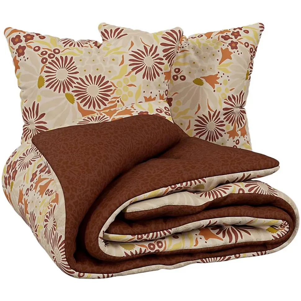 Parure de lit imprimée Daisie marron 240x220cm - Atmosphera