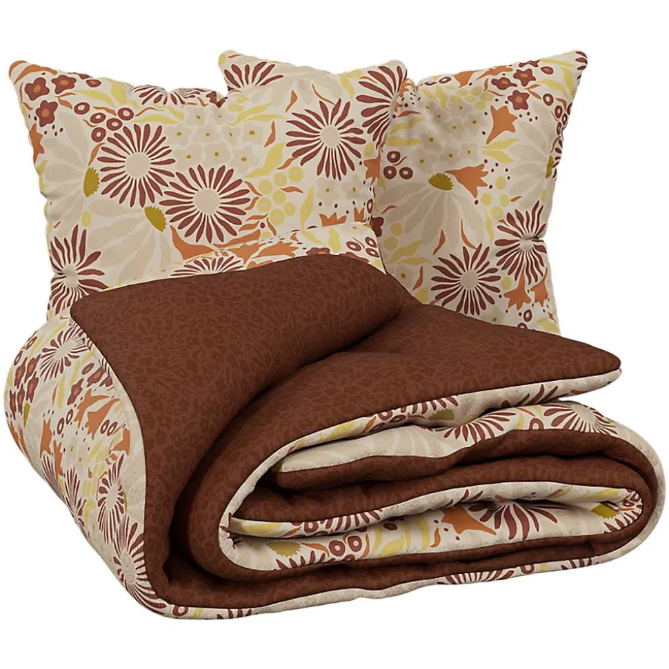 Parure de lit imprimée Daisie marron 240x220cm - Atmosphera