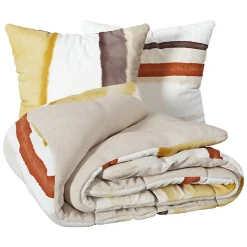 Parure de lit imprimée Hana - percale - jaune ocre - 240x220 cm - Atmosphera