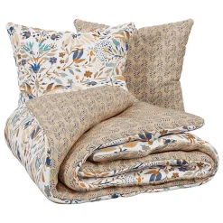 Parure de lit imprimée Kilda beige lin 260x240cm - Atmosphera