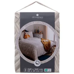 Parure de lit imprimée Nalh 260x240cm beige lin - Atmosphera