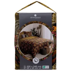 Parure de lit imprimée Tropical boudoir 240x220cm vert kaki - Atmosphera