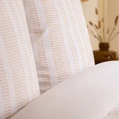 Parure de lit Isao coton blanc/jaune 240x220cm - Atmosphera