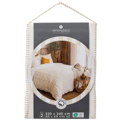 Parure de lit Isao coton blanc/jaune 240x220cm - Atmosphera