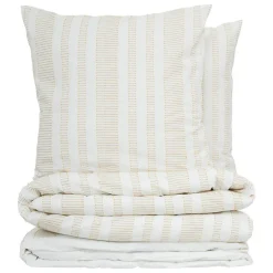 Parure de lit Isao coton blanc/jaune 260x240cm - Atmosphera