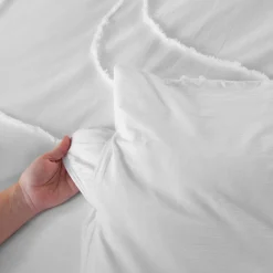 Parure de lit JAJA - 240x220 cm - Coton BCI lavé tufté - 52 fils,cm² - Blanc - 220x240cm - Blanc