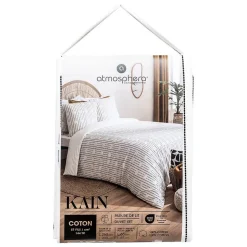 Parure de lit Kain coton blanc/noir 260x240cm - Atmosphera