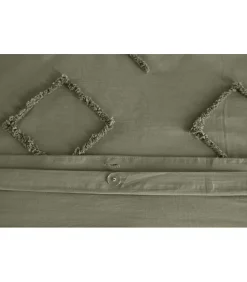 Parure de lit KAYL - 240x220 cm - Coton BCI lavé tufté - 52 fils,cm² - Kaki - 220x240cm - Vert kaki