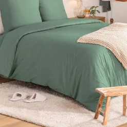 Parure de lit Landiha Percale vert jade 240x220cm - Atmosphera