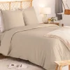 Parure de lit Landiha Percale beige lin 240x220cm - Atmosphera